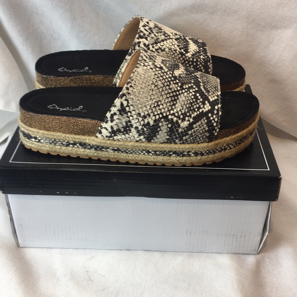 Quipid platform snakeskin sandals